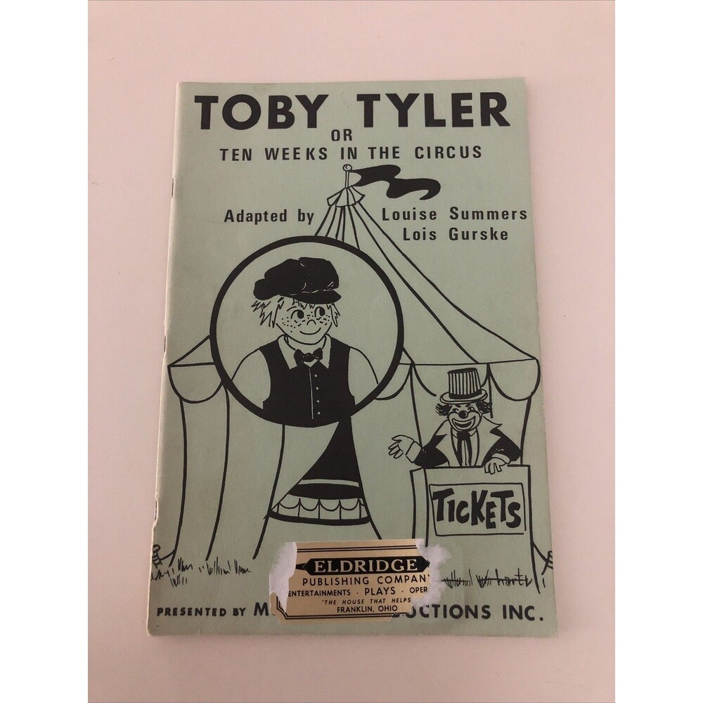 Toby Tyler Vintage Music Book Paperback 1977